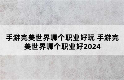 手游完美世界哪个职业好玩 手游完美世界哪个职业好2024